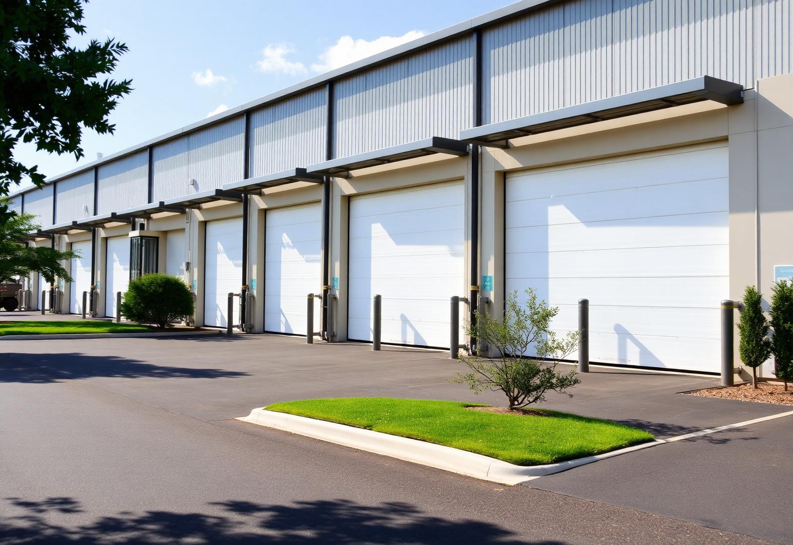 Detail of commercial overhead door installation